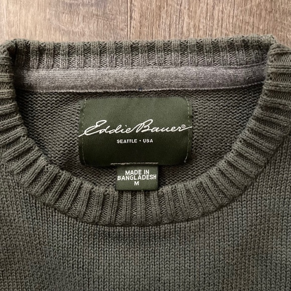 SOLD DO NOT BUY Mens Eddie Bauer Olive Green Sweater Size M - Picture 3 of 6